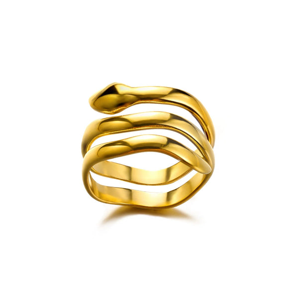 Wholesale Snakeshaped Stainless Steel Ring With Electroplating Geometric And Animal Zodiac Design