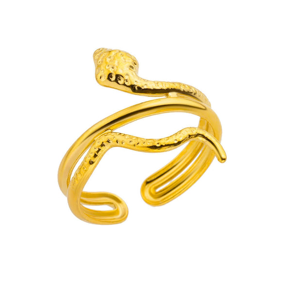 Wholesale Snakeshaped Stainless Steel Ring With Electroplating Geometric And Animal Zodiac Design