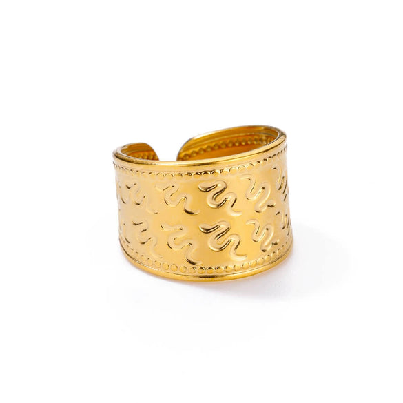 Wholesale Snakeshaped Stainless Steel Ring With Electroplating Geometric And Animal Zodiac Design