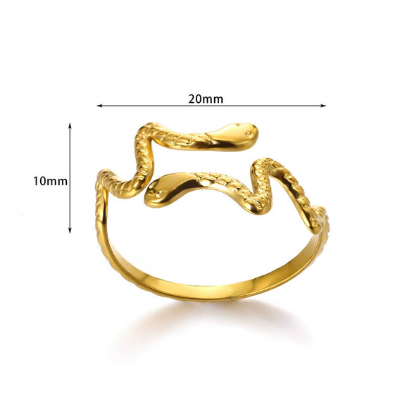 Wholesale Snakeshaped Stainless Steel Ring With Electroplating Geometric And Animal Zodiac Design