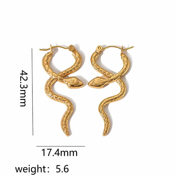 Wholesale Snakeshaped Titanium Steel And Stainless Steel Earrings For Women With Animal Pattern And Electroplating Treatment Personality Style