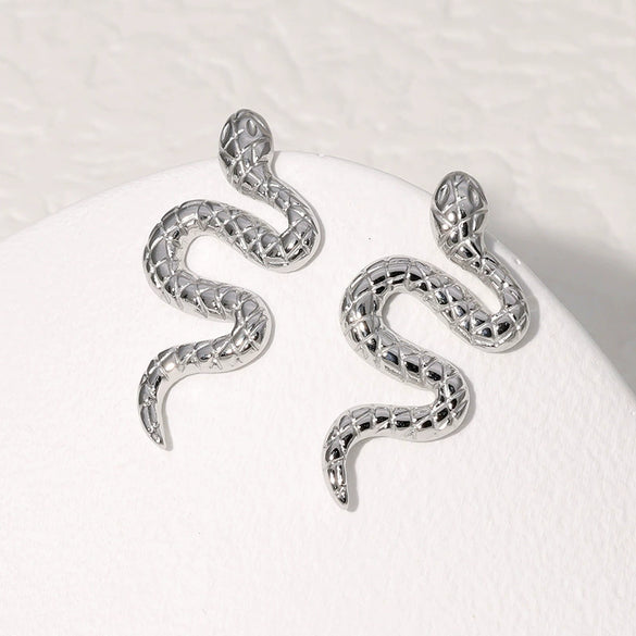Wholesale Snakeshaped Titanium Steel Stud Earrings With Electroplating Punk And Niche Fashion Nonfading Unisex