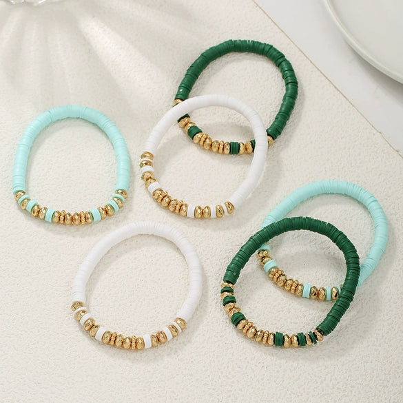 Wholesale Soft Clay Bracelet Set Geometric Polymer Ccb Handmade Unisex Friendship Couple Bracelet