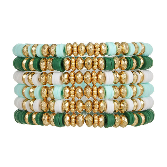 Wholesale Soft Clay Bracelet Set Geometric Polymer Ccb Handmade Unisex Friendship Couple Bracelet