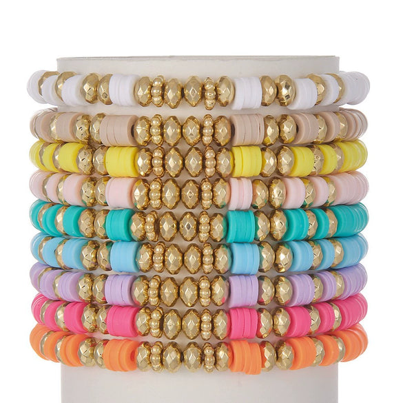 Wholesale Soft Clay Copper Beads Acrylic Geometric Handmade Unisex Bracelet