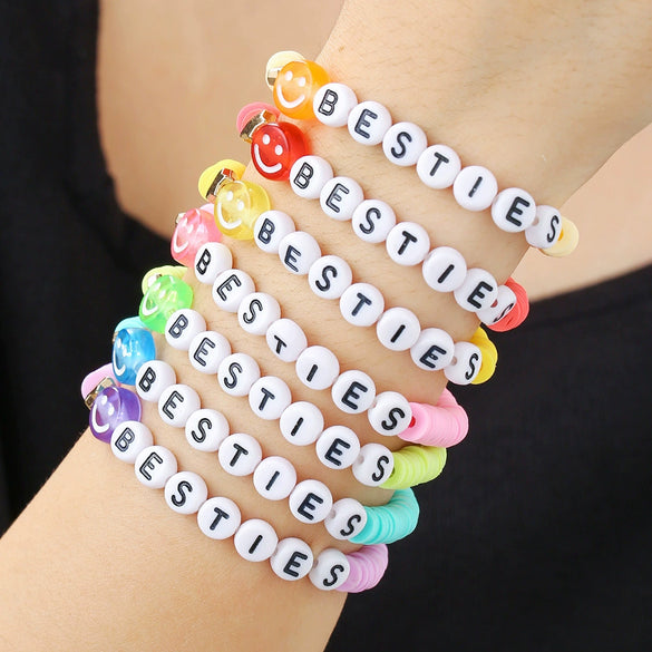 Wholesale Soft Clay Copper Beads Acrylic Geometric Handmade Unisex Bracelet