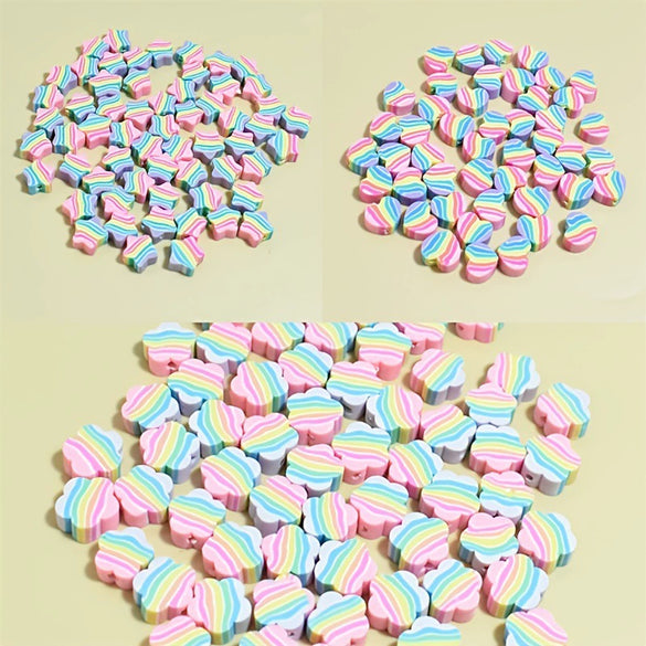 Wholesale Soft Polymer Clay Beads Heart Plum Blossom Five Pointed Star Mixed Diy Beaded Jewelry Accessories Loose Beads With Paint Design