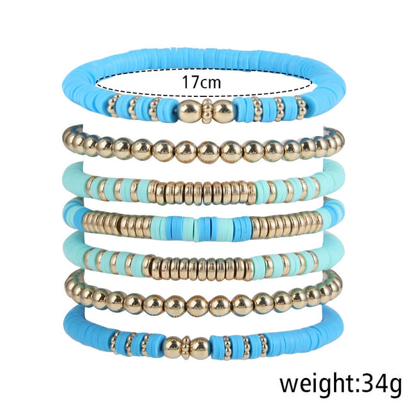 Wholesale Soft Pottery Bead Bracelet Vintage Bohemian Geometric Style Unisex