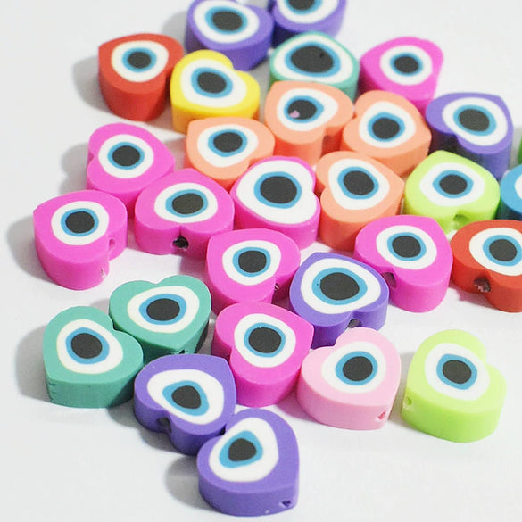 Wholesale Soft Pottery Beads Heart Shaped Mixed Colorful Gradient Diy Bracelet Beaded Jewelry Accessories With Baking Paint