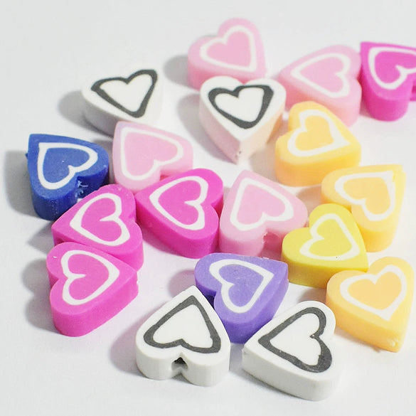 Wholesale Soft Pottery Beads Heart Shaped Mixed Colorful Gradient Diy Bracelet Beaded Jewelry Accessories With Baking Paint