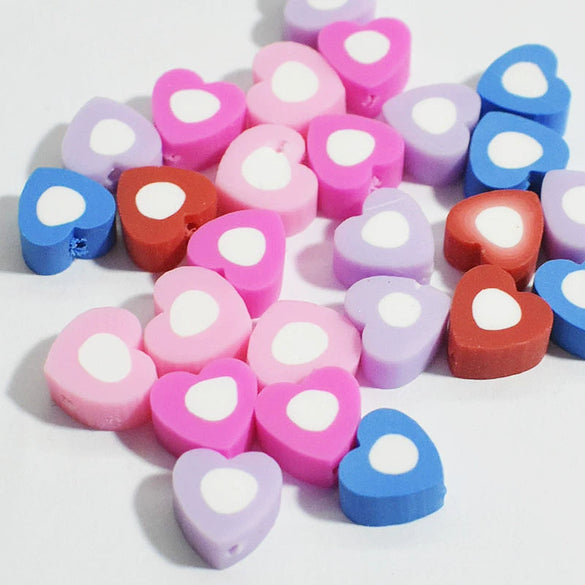 Wholesale Soft Pottery Beads Heart Shaped Mixed Colorful Gradient Diy Bracelet Beaded Jewelry Accessories With Baking Paint