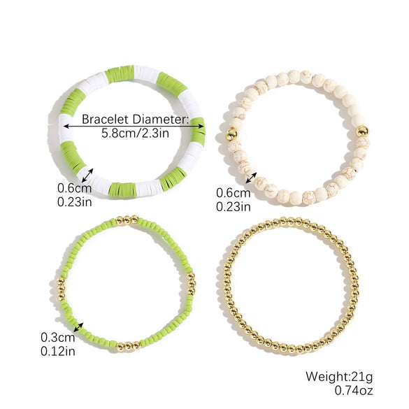 Wholesale Soft Pottery Bohemian Letter Beaded Bracelet For Women With Heart Star Geometric Patterns And Electroplating Treatment