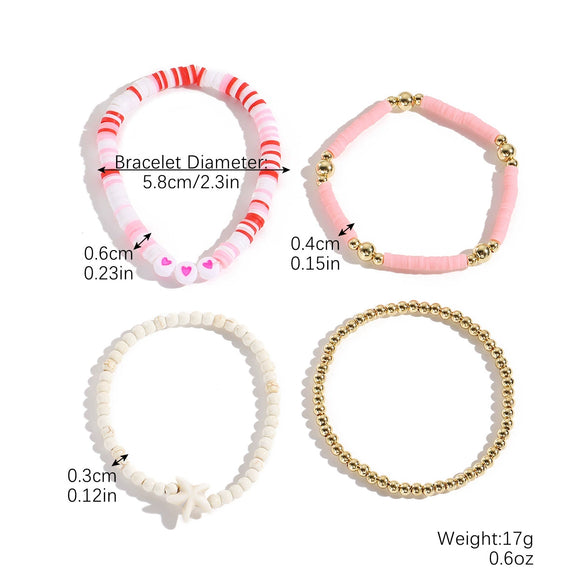 Wholesale Soft Pottery Bohemian Letter Beaded Bracelet For Women With Heart Star Geometric Patterns And Electroplating Treatment