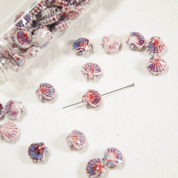 Wholesale Soft Pottery Fresh Shell Ceramic Scallop Loose Beads For Diy Jewelry Pendant Bracelet Accessories
