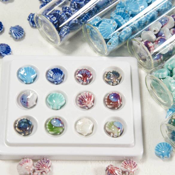 Wholesale Soft Pottery Fresh Shell Ceramic Scallop Loose Beads For Diy Jewelry Pendant Bracelet Accessories