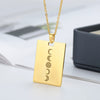 Wholesale Solar System Design Stainless Steel 18K Gold Plated Square Pendant Necklace With Sun Carving And Electroplating For Women