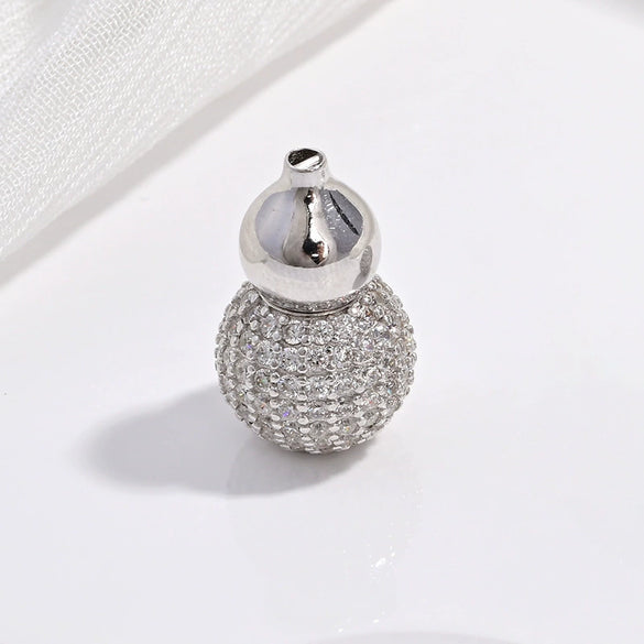 Wholesale Spacer Bead S925 Sterling Silver Gourd Shape Zirconia Inlaid