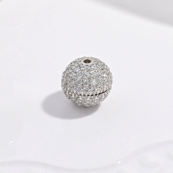 Wholesale Spacer Bead S925 Sterling Silver Gourd Shape Zirconia Inlaid