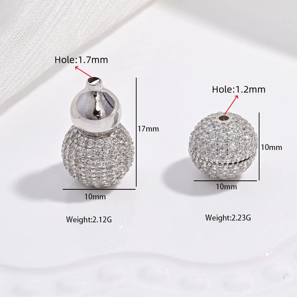 Wholesale Spacer Bead S925 Sterling Silver Gourd Shape Zirconia Inlaid