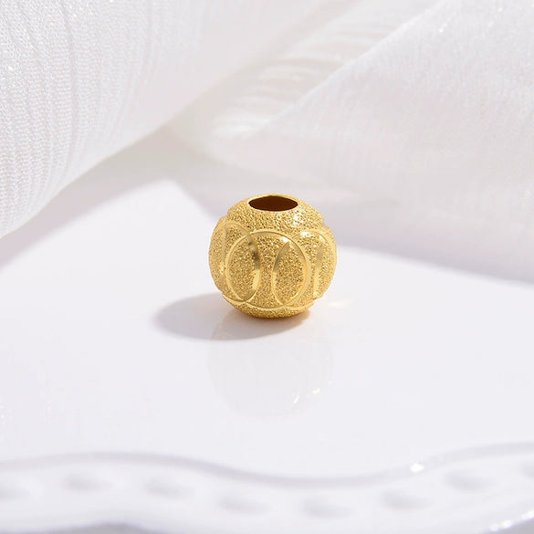 Wholesale Spacer Beads 925 Sterling Silver Frosted Stars Gold Coin Pattern Transfer Hollow Carved Round Vintage Electroplated