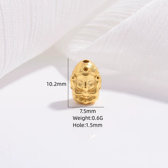 Wholesale Spacer Beads 925 Sterling Silver Frosted Stars Gold Coin Pattern Transfer Hollow Carved Round Vintage Electroplated