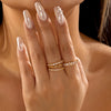 Wholesale Sparkling Gold Electroplated Copper Zircon Ring Set With Geometric Modern Minimalist Design For Women And Men