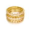 Wholesale Sparkling Gold Electroplated Copper Zircon Ring Set With Geometric Modern Minimalist Design For Women And Men