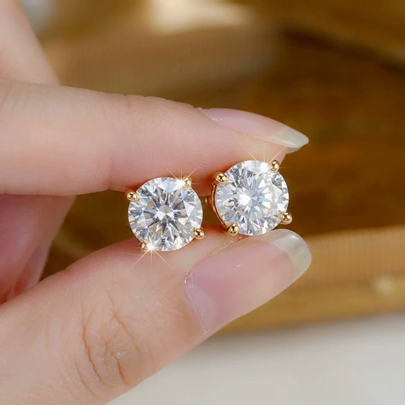 Wholesale Sparkling Zircon Minimalist Geometric Copper Electroplated Unisex Earrings