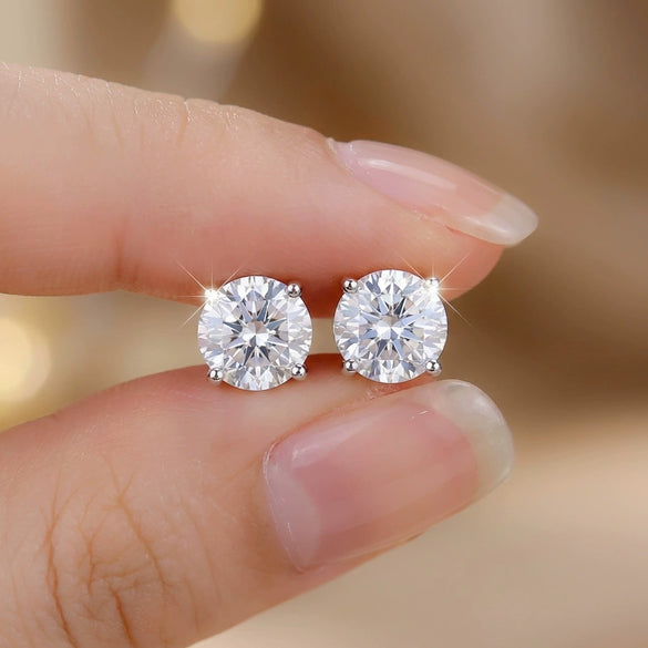Wholesale Sparkling Zircon Minimalist Geometric Copper Electroplated Unisex Earrings