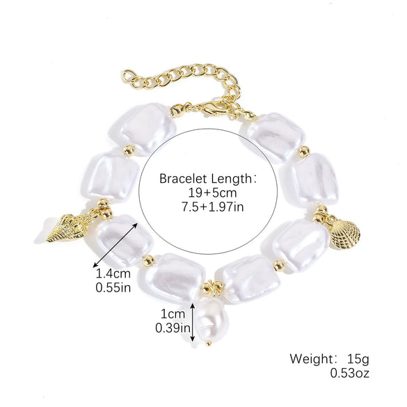Wholesale Special Shaped Baroque Imitation Pearl Necklace And Bracelet Jewelry Set With Marine Life Pattern And Electroplating Process