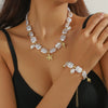 Wholesale Special Shaped Baroque Imitation Pearl Necklace And Bracelet Jewelry Set With Marine Life Pattern And Electroplating Process