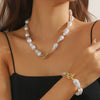 Wholesale Special Shaped Baroque Imitation Pearl Necklace And Bracelet Jewelry Set With Marine Life Pattern And Electroplating Process