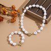 Wholesale Special Shaped Baroque Imitation Pearl Necklace And Bracelet Jewelry Set With Marine Life Pattern And Electroplating Process