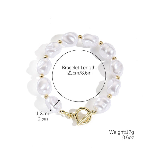 Wholesale Special Shaped Baroque Imitation Pearl Necklace And Bracelet Jewelry Set With Marine Life Pattern And Electroplating Process