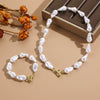 Wholesale Special Shaped Baroque Imitation Pearl Necklace And Bracelet Jewelry Set With Marine Life Pattern And Electroplating Process