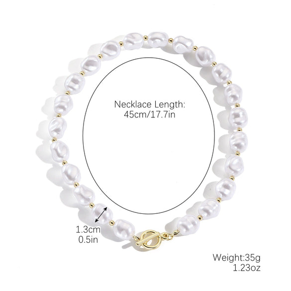 Wholesale Special Shaped Baroque Imitation Pearl Necklace And Bracelet Jewelry Set With Marine Life Pattern And Electroplating Process