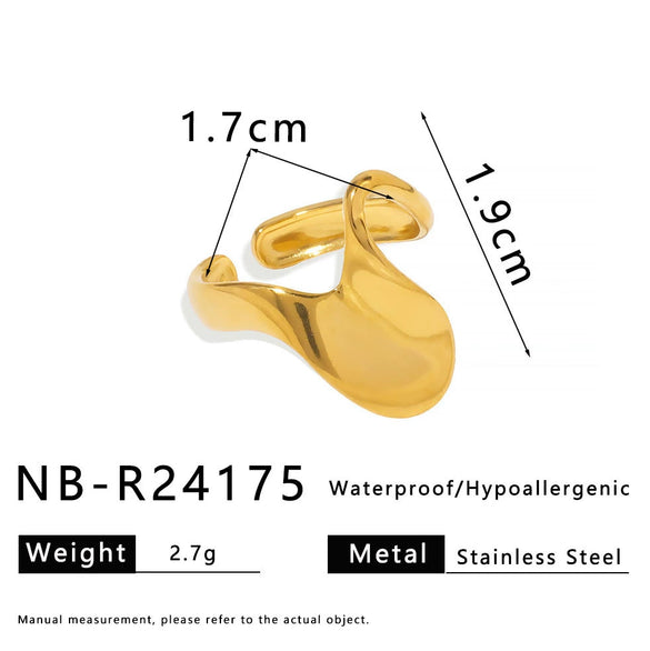 Wholesale Specialshaped Stainless Steel Ring With Twisted Pleated Design Antiallergic Geometric And Oval Pattern Electroplated Unisex