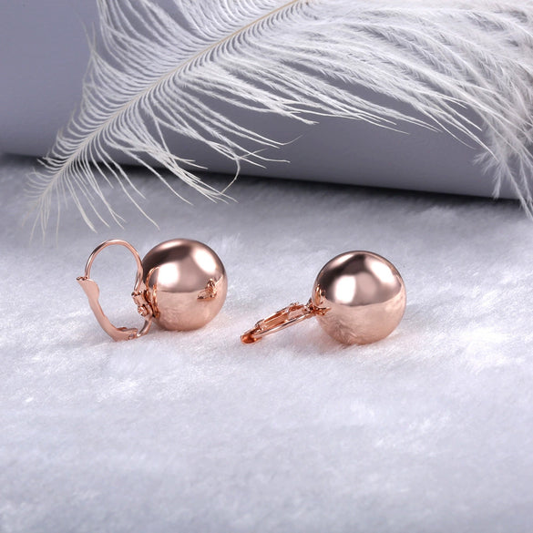 Wholesale Spherical Copper Earrings With Geometric Design And Diamond Treatment For Women