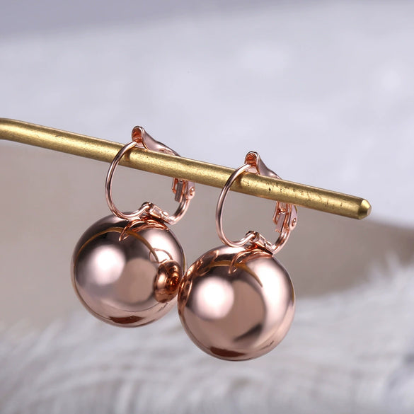 Wholesale Spherical Copper Earrings With Geometric Design And Diamond Treatment For Women