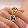 Wholesale Spiral Pattern Oil Drop 316L Stainless Steel 18K Gold Plated Finger Ring For Women Retro Simple Geometric Style