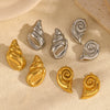 Wholesale Spiral Titanium Steel And Stainless Steel Earrings With 18K Gold Electroplated Drop Shape Design For Women