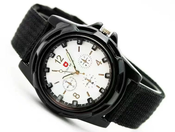 Wholesale Sports Military Watch With Alloy Case Textile Strap Stainless Steel Buckle And Round Dial