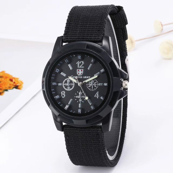 Wholesale Sports Military Watch With Alloy Case Textile Strap Stainless Steel Buckle And Round Dial