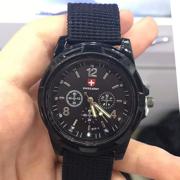 Wholesale Sports Military Watch With Alloy Case Textile Strap Stainless Steel Buckle And Round Dial