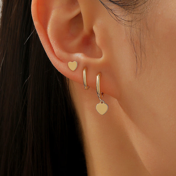 Wholesale Sports Style Asymmetric Star And Moon Zircon Earrings Threepiece Set Copper 14K Gold Ear Needle Electroplated