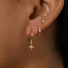 Wholesale Sports Style Asymmetric Star And Moon Zircon Earrings Threepiece Set Copper 14K Gold Ear Needle Electroplated