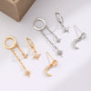 Wholesale Sports Style Asymmetric Star And Moon Zircon Earrings Threepiece Set Copper 14K Gold Ear Needle Electroplated