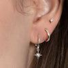 Wholesale Sports Style Asymmetric Star And Moon Zircon Earrings Threepiece Set Copper 14K Gold Ear Needle Electroplated