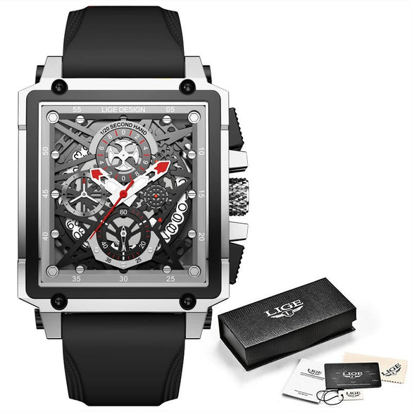 Wholesale Sports Watch Alloy Plastic Square Hollow Quartz Men's Business Style