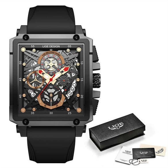 Wholesale Sports Watch Alloy Plastic Square Hollow Quartz Men's Business Style